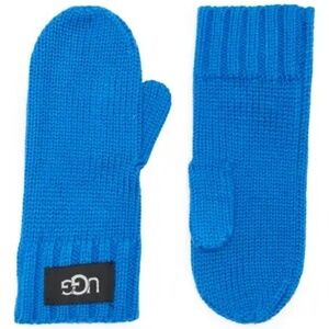 UGG Kids' Signature Logo Cozy Knit Mittens*Big Kid*4-6*TRU BLUE::NWT::WOOL Blend